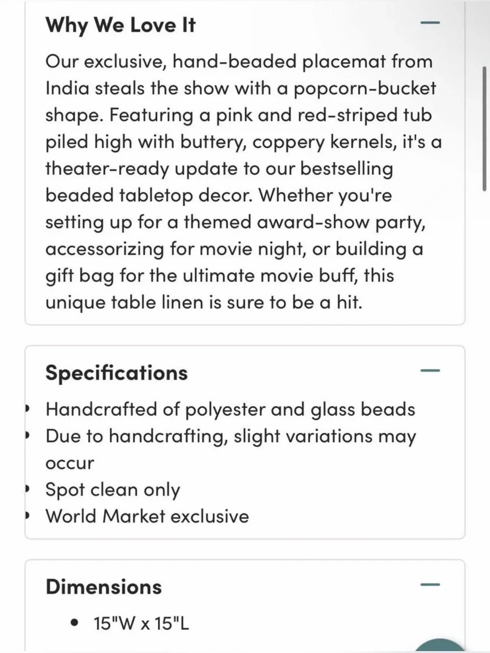 World Market Pink and Gold Beaded Popcorn Accent Placemats